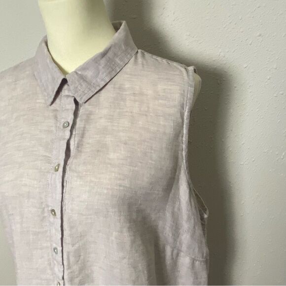 Sigrid Olsen 100% Linen Beige Sleeveless Beachy Shirt Dress Women's Size 1X - Picture 4 of 14